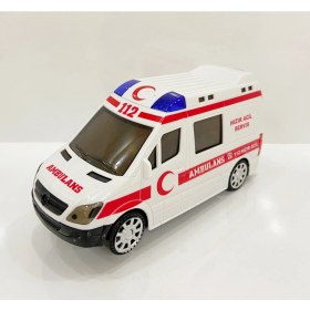 Resim Mavi Düşler 3D Işıklı Sesli Sirenli Pilli Oyuncak Ambulans Araba 112 Acil Kurtarma 