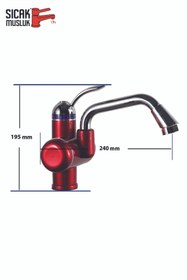 Resim Sıcak Musluk Elektrikli Ani Su Isıtıcı Termal Şofben Musluk Lavaboya Monteli 