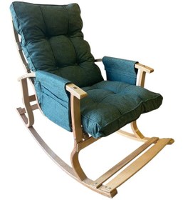 Resim Lüx Ahşap Çift Cepli Sallanan Sandalye Haki 