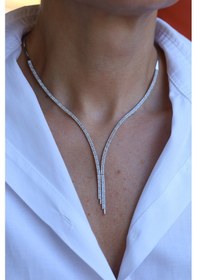 Resim 14 Ayar Beyaz Altın Zarif Sarkıt Su Yolu Gerdanlık Tgr20813 Sarı Altın 