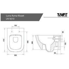 Resim Turavit Luna Kanalsız Mat Cappucino Asma Klozet Ln5610c, Luna Mat Cappucino Duroplast Yavaş Kapak Bej 