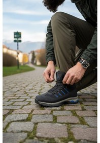 Resim Enoch Erkek Siyah Mavi Waterproof Kürklü Outdoor Trekking Ve Doğa Yürüyüş Botu Siyah - Mavi 
