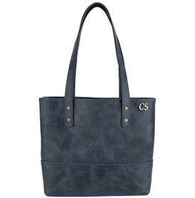 Resim Twingold İsme Özel Tote Bag El Omuz Çantası - %100 Rainbow Deri - Ac03003 - Lacivert Lacivert 