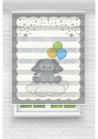 Resim Perdecizade Enxboy Fil Ve Balon Dijital Baskili Zebra Perde-cocuk Odasi-stor Perde Pz-307 Renkli 