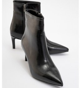 Resim Noya Siyah Cilt Sivri Burun Kadın İnce Topuklu Bot Siyah-Cilt 