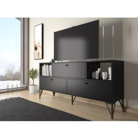 Resim Wood'n Love Mia 160 Cm Metal Ayaklı Tv Ünitesi - Konsol - Siyah / 