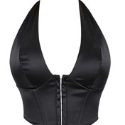 Resim Kadınların Halter Boyunlu Korse Üstü - Seksi Derin V-Boyunlu, Nefes Alabilen Çift Katmanlı Vücut Şekillendirici, Ayarlanabilir Askılar ile Mükemmel Halloween ve Resmi Etkinlikler için, Pürüzsüz Polyester Kumaş, Orta Destek, Dolgusuz, Halloween Kostümü Üstü|Vboyun Üstü|Ayarlanabilir Askı 