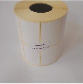 Resim Barkod Etiketi Kuşe 50X35 Y.Y Ikili 2500 Sarım 1 Rulo 