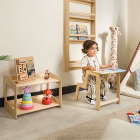 Resim Kuri Montessori Oyuncak ve Kitap Düzenleyici Raf - 4-Raflı / Naturel 