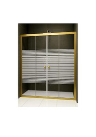 Resim Durul Duşakabin Duvardan Duvara Ön Cephe 4Mm Altın Profilli Şeffaf 