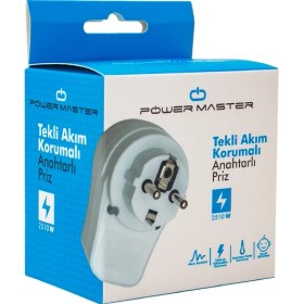 Resim Powermaster 10 Amper - 2510 Watt Tekli Beyaz Anahtarlı Akım Korumalı Priz 