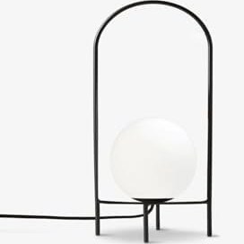 Resim Bohhem Luna Gerçek Camlı Siyah Metal Gövdeli Masa Lambası Abajur Siyah 