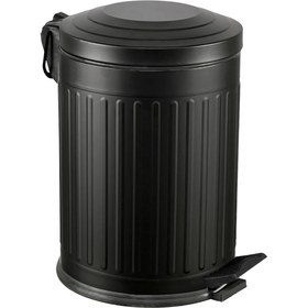 Resim Eforeca Vintage Çöp Kovası Çizgili Siyah 12 Lt 