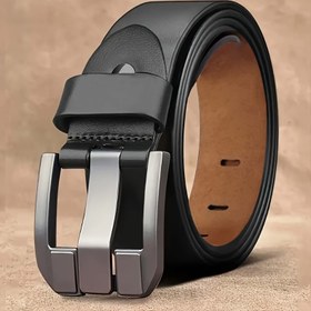 Resim Erkeklerin Gerçek Deri Kemerleri, Alaşım Tokalı - Rahat Retro Stil, Siyah, Eş veya Baba için Mükemmel Hediye, Günlük Aksesuar|Rahat Stil Kemer|Dayanıklı Deri Kemer, Erkeklerin Kemerleri, Erkeklerin Kemerleri 