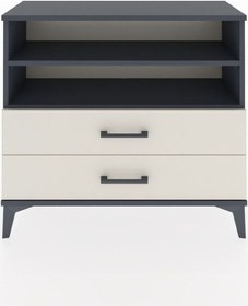 Resim Arges Şifonyer 2 Raflı 2 Çekmeceli 88x30x80 Antrasit-aytaşı Antrasit 