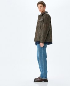 Resim Pamuklu Vintage Straight Jean Pantolon 