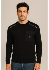 Resim Ncs Jeans Erkek Triko Bisiklet Yaka Cep Detaylı Siyah 3753 Siyah 