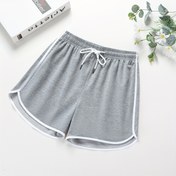 Resim Kadınlar için Hafif Gri Yazlık Şortlar - Polyester ve Spandeks Karışımı, Elastik Bel Detaylı, Çekmece ile, Dört Mevsim Rahatlığı için Günlük Aktivewear|Minimalist Şortlar|Çekmece Bel Detaylı 