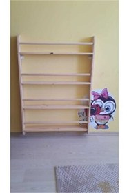 Resim MrtAhşap Montessori Raf Geniş Model Yuvarlak Çıtalı 