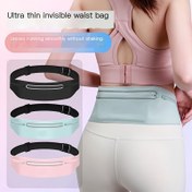 Resim Ultra İnce Görünmez Bel Çantası - 3 Cepli Tasarım, 7.5" Telefon Kapasiteli, Ayarlanabilir Kayış (50cm) Koşu, Bisiklet Sürme, Seyahat İçin - Hafif Erkek ve Kadınlar için Uniseks Kemer Çanta - Siyah/Turkuaz/Pembe, Küçük Crossbody Çanta 
