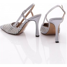 Resim Dgn 6704 Kadin Arkadan Bağli Topuklu Abiye Ayakkabi 6704-424-R8358 Gümüş 