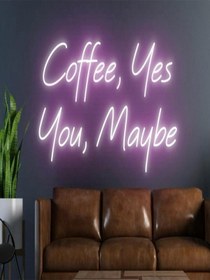 Resim Coffee,yes You,maybe Yazılı Neon Tabela Pembe 
