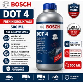 Resim Bosch 1987479106 DOT 4 Fren Hidrolik Yağı 500 ML Tır Kamyon Çekici Ağır Vasıta Uyumlu A0009890807 