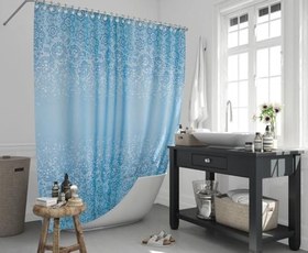 Resim Banyo Duş Perdesi 6303 180x200 Perde Borusu Askı Aparatı 120x200 Hediyeli 