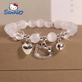 Resim Sevimli Kedi Y2K Stili Boncuklu Elastik Bilezik ile resmi lisansı - Kadınlar için sevimli çizgi el takıları, mükemmel doğum günü veya festival aksesuarı 