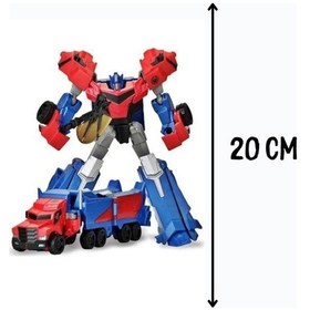 Resim Oyuncak Robota Dönüşen Metal Transformers Robot Bumblebe Ve Optimus Prime Araba 2'li Set 20 Cm Kırmızı 