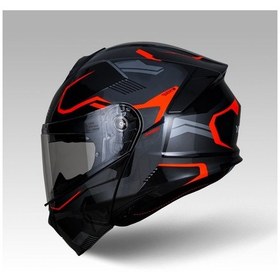 Resim Yohe 935SV Çift Vizör Çene Açılır Motosiklet Kaskı Parlak Turuncu 