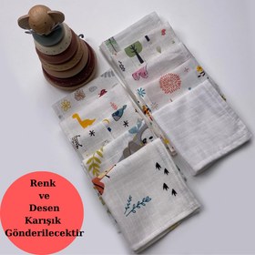 Resim İndirimli Ürün - 10'lu Muslin Ağız Mendili Set - Karışık Desenli 