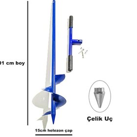 Resim Çit Dikme Makinesi Toprak Delme Burgusu Montajlı 15 CM 