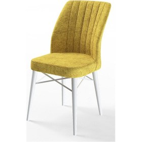 Resim Canisa Concept Arp Serisi 70x110 Sabit Mutfak Masası Takımı Beyaz Mermer Desen Masa 4 Hardal Sandalye Masa Beyaz/ Sandalyeler Hardal Sarısı 