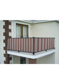 Resim Ceylan Home Balkon Demiri Perdesi Bağcıklı Kahverengi İnce Çizgili 600 X 80 Kahverengi 