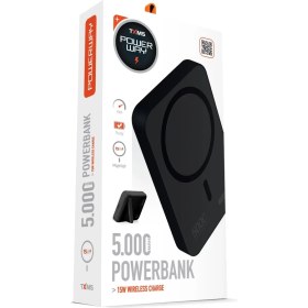 Resim Powerway 5.000 Mah Pd 15W Magsafe Kablosuz Wireless Taşınabilir Şarj Cihazı Siyah Powerbank Txm5 