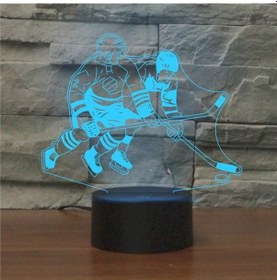 Resim Sones Buz Hokeyi Oynama Şekli 3d Renkli Led Görüş Işığı Masa Lambası, Çatlak Uzaktan Kumanda Versiyonu Çok Renkli 