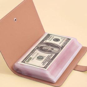 Resim Üç Yüzüklu Suni Deri Albüm Para Koleksiyonu için, 50 Kılıf ile Dikdörtgen Banknot Depolama Kutusu, Büyük Kapasiteli A6 Nakit Defteri Madeni Paralar, Pullar ve Kartlar için. 