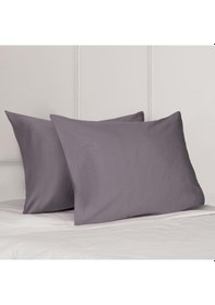 Resim Saten 2' Li Yastık Kılıfı Gri 