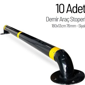 Resim İleri Trafik 10'lu Demir Araç Stoperi Seti Siyah 180x13cm 76mm 