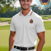 Resim Erkekler için küçük at baskılı rahat golf gömleği - Açık mavi, kısa kollu, geometrik desenli, düzenli fit, yaz stili, golf kıyafeti|Rahat tarz|Pullover Gömlek 