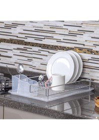 Resim Tek Katlı Tabaklık Bulaşıklık Krom Gümüş 