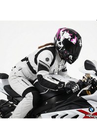 Resim Motoanl Motosiklet Kadın Montu 4 Mevsim Uzun Oxford 600-d Dayanıklı Kumaş Women Motor Mont Grey 