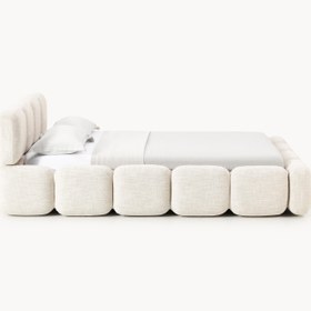 Resim Bom Çift Kişilik Karyola Açık Bej Bukle - 180x200 cm 