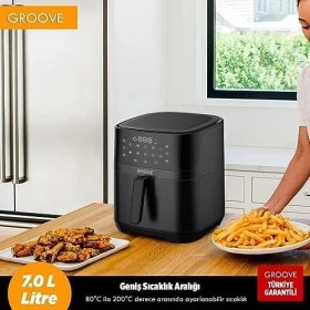 Resim Esmo Home Groove Max Xxl 7l 1800W Wifi Smart Airfryer Air Fryer Yağsız Sıcak Hava Fritözü Siyah 