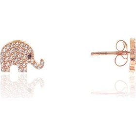 Resim Gümüş Rose Zirkon Taşlı Fil Küpe N11.48482 