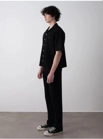 Resim Erkek Çocuk Oversize Gömlek Pantolon Takım-15540 Siyah 