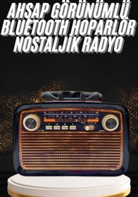 Resim PınarStore57 Nostaljik Görünümlü Ahşap Ra TF SD USB Girişli Led Fener Işıklı 