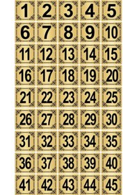 Resim Metal Kapı,Masa,Dolap Numarası 15x15cm 45 adet (1..45) Altın Renk Metal 