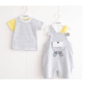Resim MELOMARKETING Unisex Bebek Pamuklu Kısa Salopet (MYMİOBABY) 